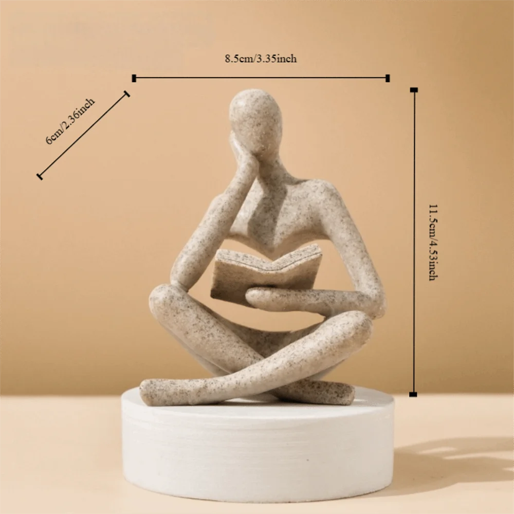 Black Abstract Thinker Statue - Modern Art Deco Resin Figurine for Home and Office Decor
