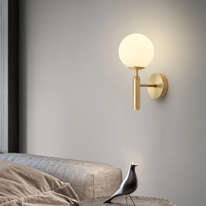 Espejo bola de cristal moderno, luces de pared para dormitorio, hogar, sala de estar, mesita de noche, estudio, accesorios de iluminación para escaleras, color negro AliExpress Luces e iluminación