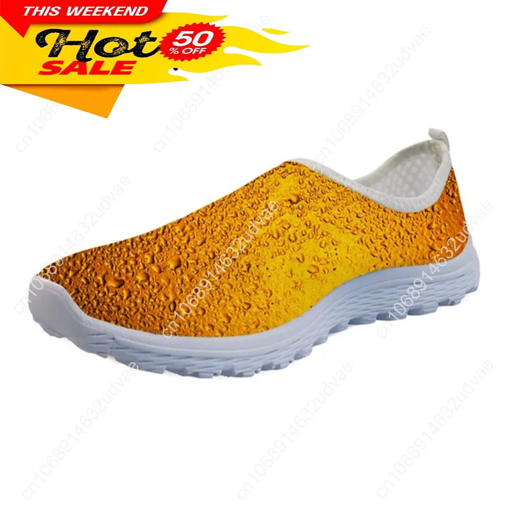 New Fashion Spring Summer Funny Flats Women Shoes Unisex 3D Print Beer Shoes Casual Mesh Light Sneakers Breath Zapatos De Mujer