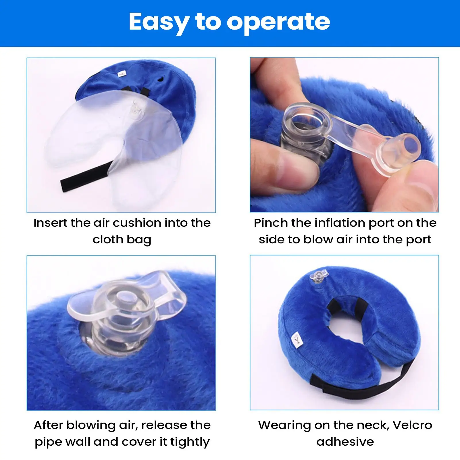 Dog Cone Adjustable Waterproof Pillow Dog Collar Cone For Recovery Pet Indoor Outdoor Puppy Kitten Bathing