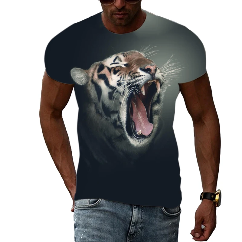 

Summer Trend Animal Tiger Graphic T Shirts Fashion Casual 3D Printing T-shirts with Short Sleeves Hip Hop Trendyol Men's Store