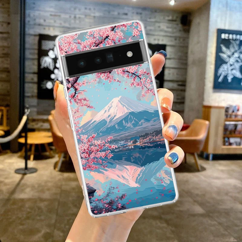 Japan Mount Fuji Painting Cherry Blossom Soft TPU Phone Case