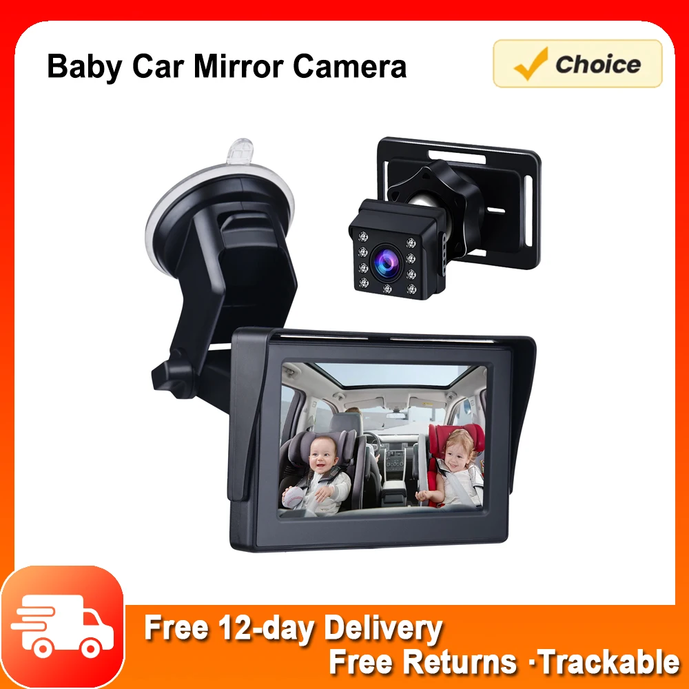 Baby Car Mirror 1080P Baby Car Camera Night Vision Safety Seat Mirror Cameras Monitored Mirrors with Wide Crystal Clear View