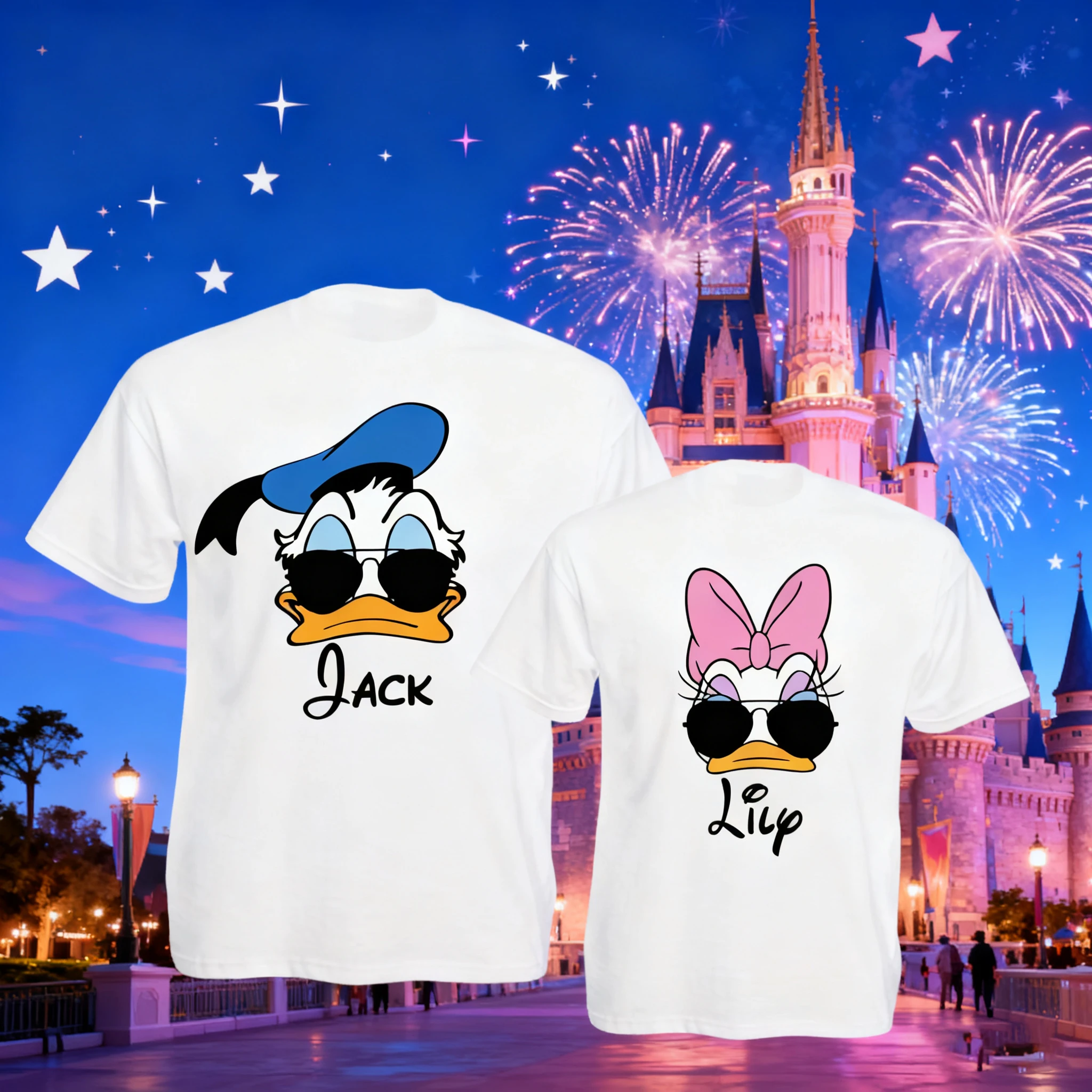 T-shirts Couple Personnalisés Disney Donald & Daisy