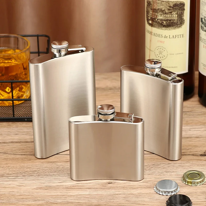 Sleek Stainless Steel Hip Flask - 10oz Portable Alcohol Bottle with Screw Cap