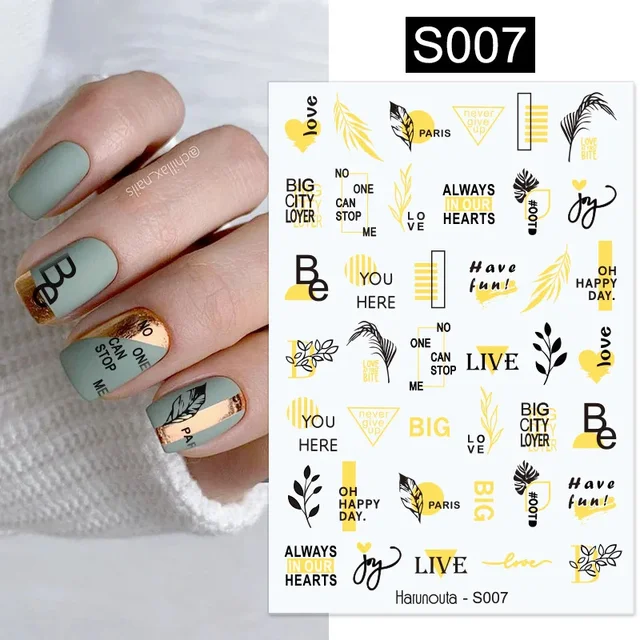 Harunouta 3D Nail Stickers Mixed Floral Abstract Geometric Nail Art  Decoration Gold Foil For Nails Tips Accessories Parts