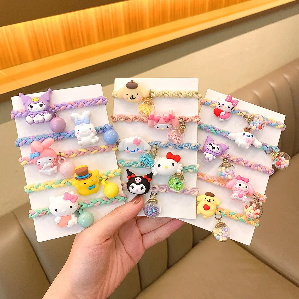 

Sanrio Cute Cartoon Children's Hair Band Kurome Cinnamon Dog Hair Rope Candy-colored Small Rubber Band Headband Hair Accessories