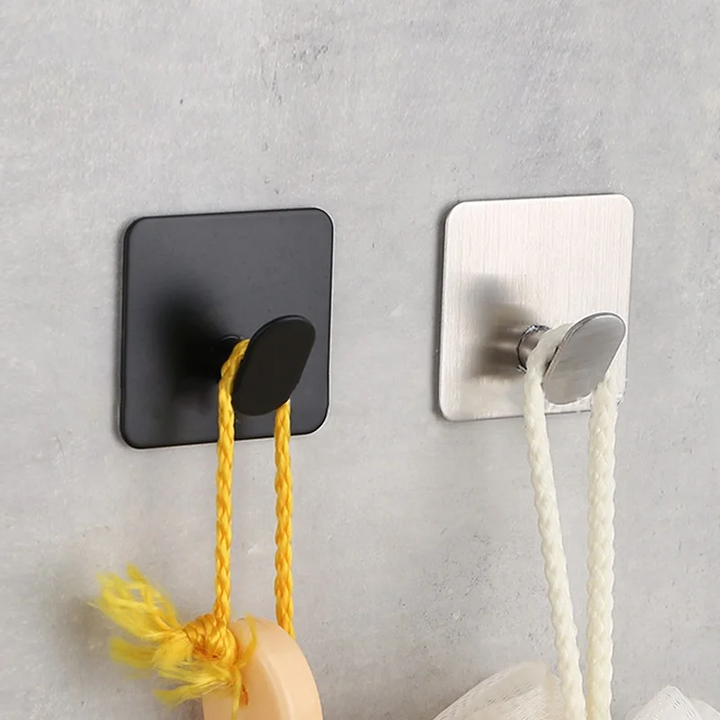 

Stainless Steel Wall Hooks Self Adhesive Hooks For Hanging Wall Key Holder Wall Hanger Towel Holder Coat Hook Bag Hanger 4pcs