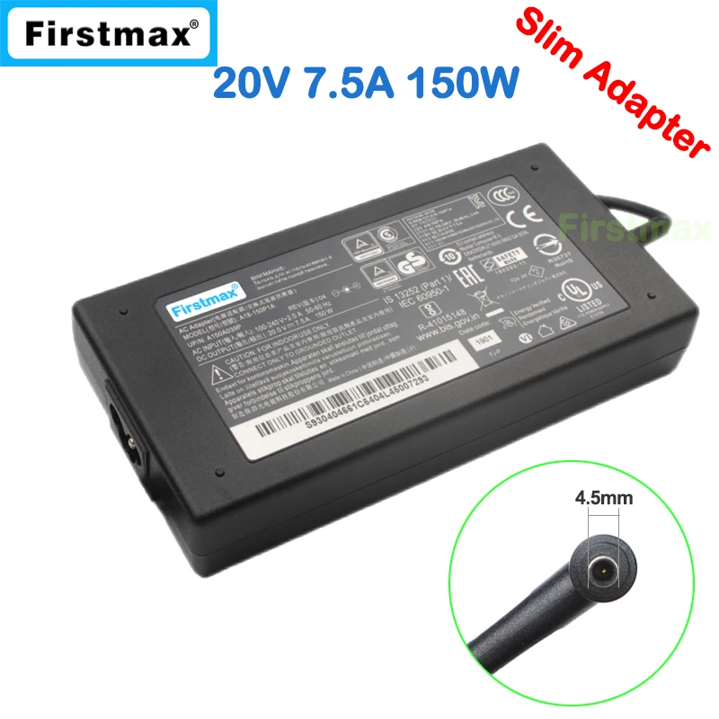 Katana 20v 7.5a 150w Carregador Portátil para Msi Gf76 11sc 11uc 11uck 11ud 11udk Discrição 15m A11scsw A11sdk A11sek A11sew Adaptador ac