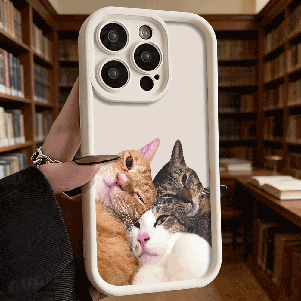 Three Cute Cats Snuggling Shockproof Soft Phone Case - Anti-Slip & Anti-Fall Cover