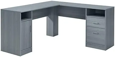 

L-Shaped Computer Desk with storage, L is \u206059.5" wide x 59.5" Long, Grey Folding table indoor round person Shelf brackets
