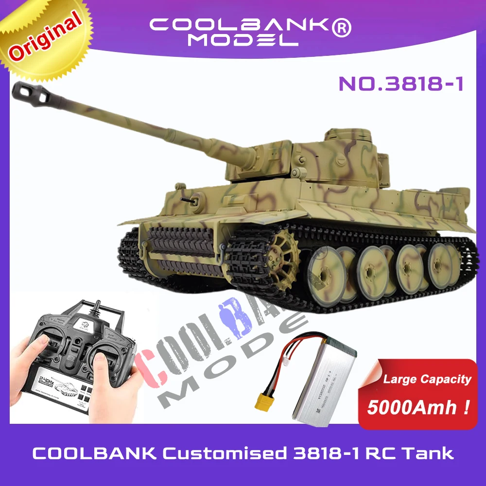 Большой Радиоуправляемый Танк Coolbank 1/16 5000 мАч, немецкий тяжелый танк Tiger I для взрослых, модернизированная модель Henglong 3818-1, военные автомобили