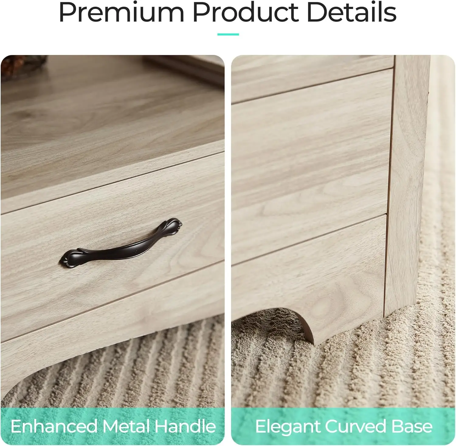 Farmhouse Coffee Table with Storage, Wood Coffee Table for Living Room, Open Display Area and Storage Drawers