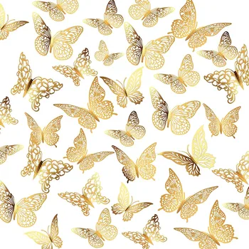 48pcs 3D Gold Butterfly Decor 1