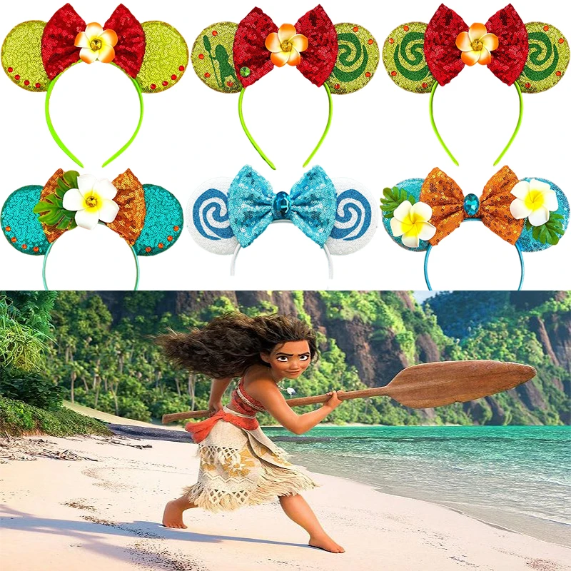 Disney Moana Ears Hair Bands Women Cartoon Hair Band For Kids Magic Hook Headband Girls Spiral Conch Hair Accessories Baby Gifts disney moana hair bands for women frangipani ears hairband kids flower sequins bow hair accessories girls spiral conch headbands