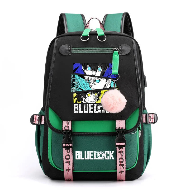 New Anime BLUE LOCK Backpack Teenagers Outdoor Street Cool Rucksack USB Zipper Backpack High Quality Anime Backpacks 5