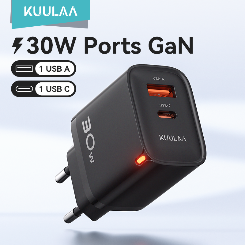  KUULAA 30W GaN Charger PD 3.0 QC4.0 USB C Charger For iPhone 17 16 15 Pro Samsung S25 Xiaomi Tablet iPad Air Pro Phone Charger