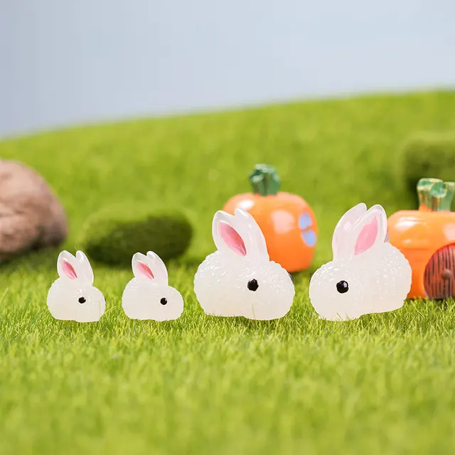10/5 db Fényes Nyúl Gyanta Mikrolandscape Miniatiti Kreatív Állatok Dísz Ragyogás Sötét Kerti Szobor Kiegészítőkben - Image 3