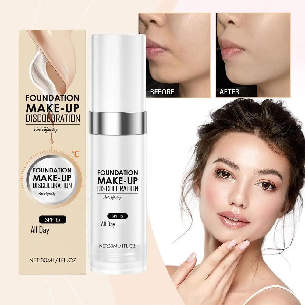 Colour Changing Mature Skin Foundation Hydrating Waterproof And Light Long Lasting Foundation Change Skin Tone 30ml