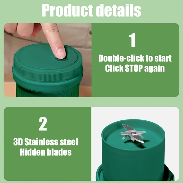 Portable Blender 1200mAh USB Rechargeable 350ml Mini Juicer Blender Smoothie Blender for Travel Sports Kitchen - Image 5