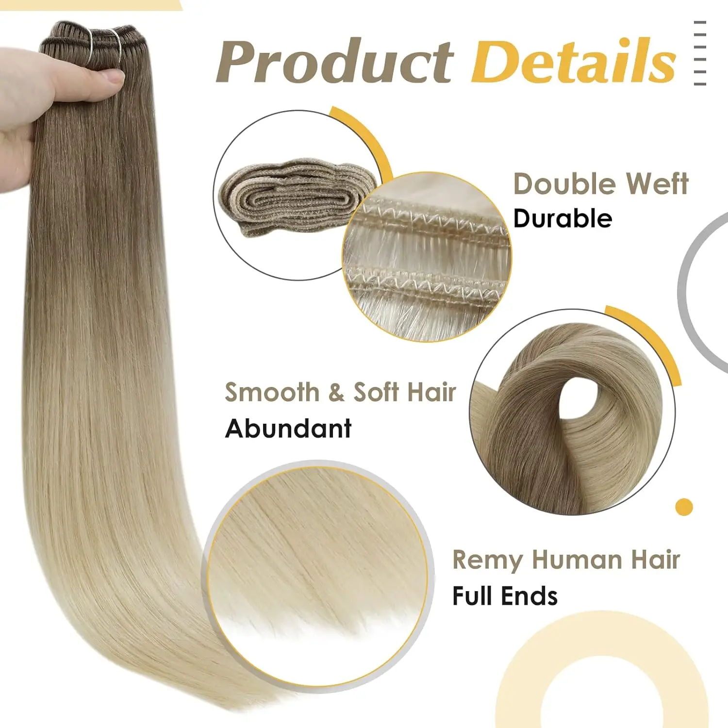 Volledige Shine Menselijk Haar Inslag Extensions Haar Bundels Ombre Blonde Kleur 100G Sew In Zijdeachtige Rechte Remy Huid Dubbele inslag Voor Salon