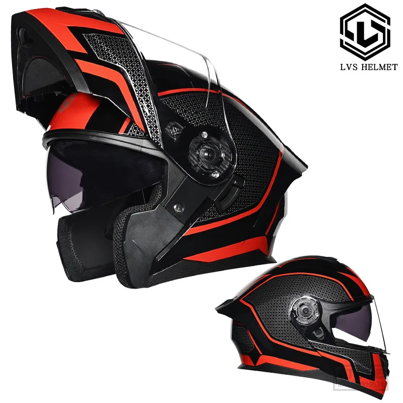 

LVS-900 Latest DOT Approved Safety Modular Flip Motorcycle Helmet Voyage Racing Dual Lens Interior Visor
