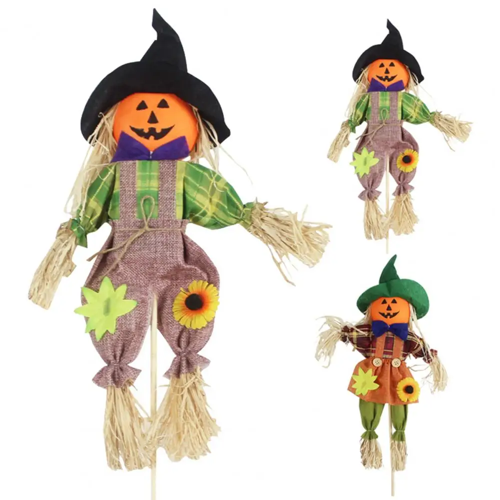 Vtg Faux Straw Wall Hanging Scarecrow W/ Googly Eyes, Fall/Halloween Decor