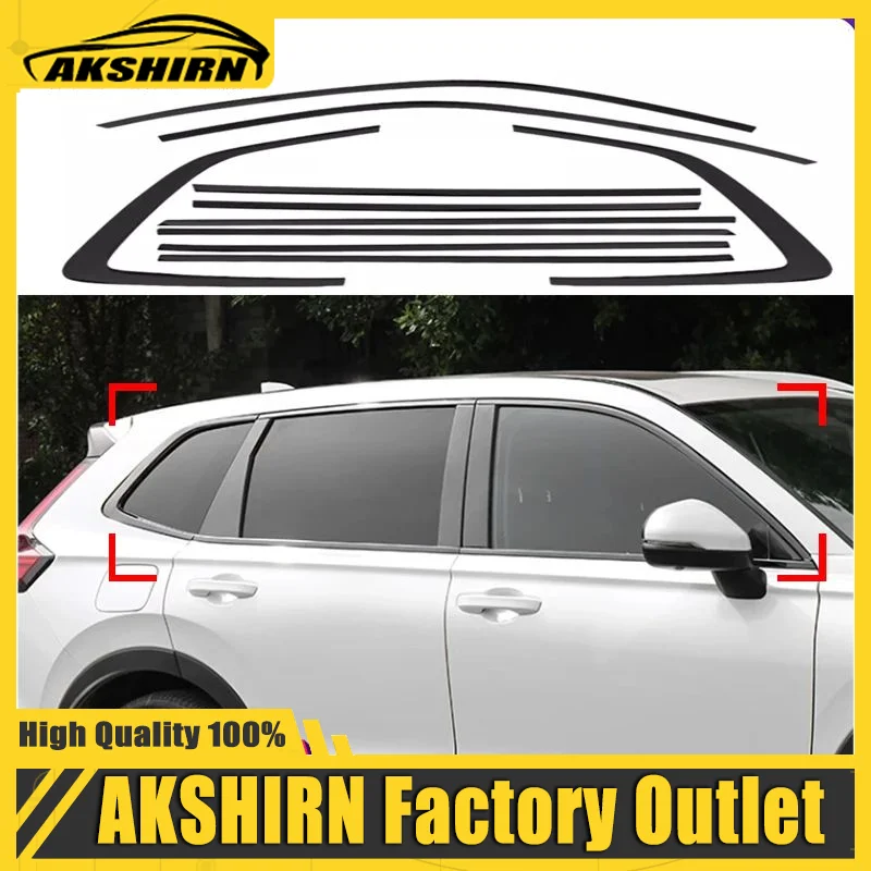

Black Car Window Trim Cover Decor Seal Strip Water Shield Weatherstrips Stainless Steel For Honda CRV CR-V 2023 2024