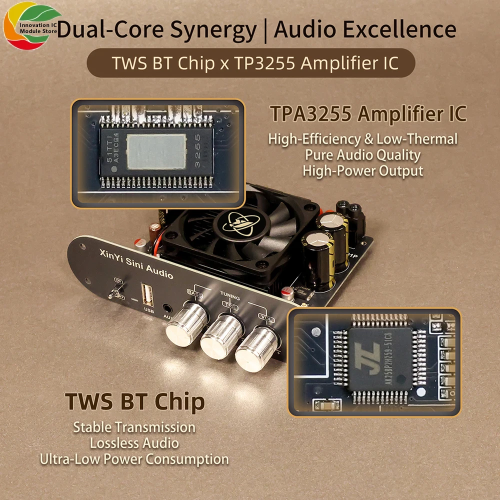DC19-51V XY-T6001P 모노 600W BT 앰프 보드 모듈 고음 및 저음 TWS 트루 무선 페어링 박스 TPA3255 칩 앱 지원