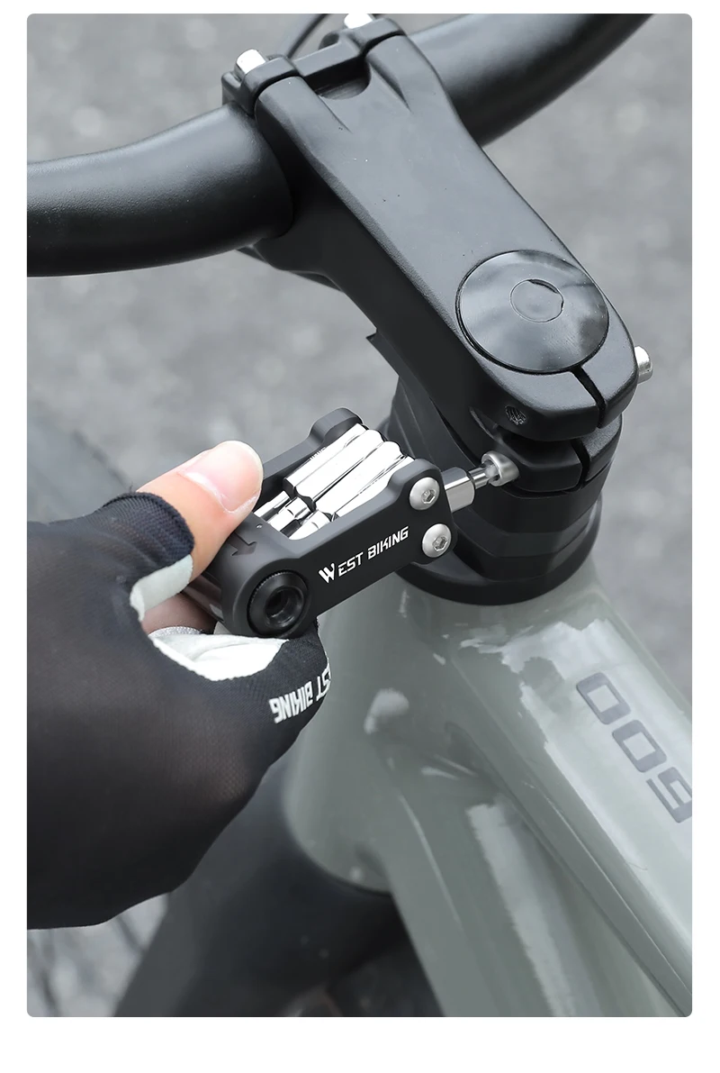WEST BIKING Fahrrad-Reparaturwerkzeug 9-in-1 Multifunktionales Fahrradwerkzeug-Set mit CO2-Injektor, tragbarem Inbusschlüsselsatz und Fahrrad-Werkzeugkasten – Detail 15