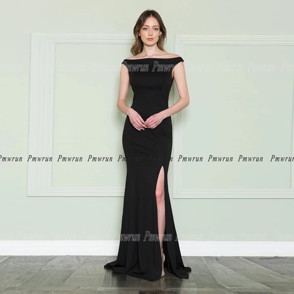 

Вечернее платье-Русалка Pmwrun с вырезом лодочкой, без рукавов, с Боковым Разрезом, очаровательное женское платье из искусственной кожи, на молнии, элегантное праздничное платье 2023