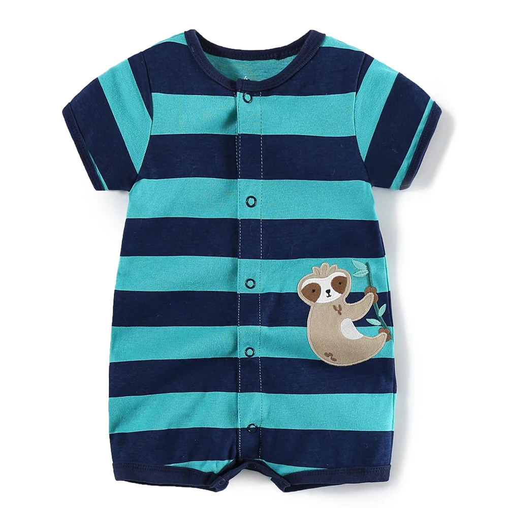 Baby Rompers Cotton Jumpsuit Baby Jumpsuit 2025 Summer Newborn Baby Rompers Short Sleeve Cartoon Printed Soft Cotton Jumpsuits Infant Bebe Clothes For 0-24 Month boy girls