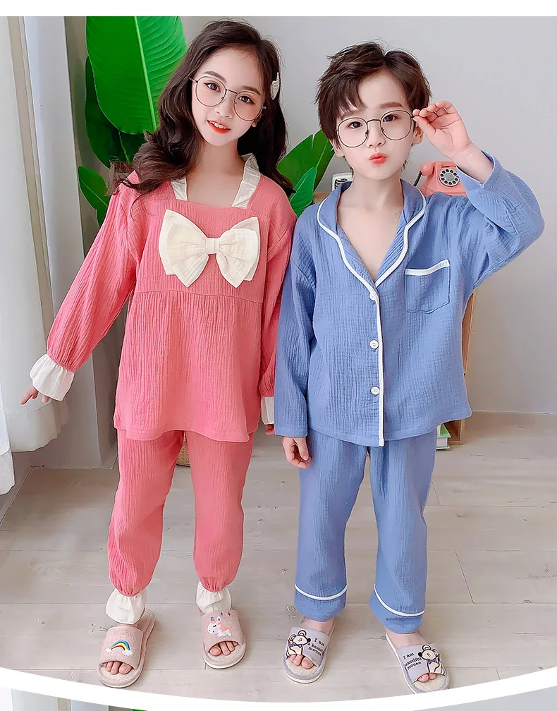 Sleepwear & Robes classic Kids Pajamas Spring Girls' Sleepwear Set Cotton Homewear Clothes Pure Cotton Cute Boys Girls Children's Home Clothes Set pajama sets baby boy