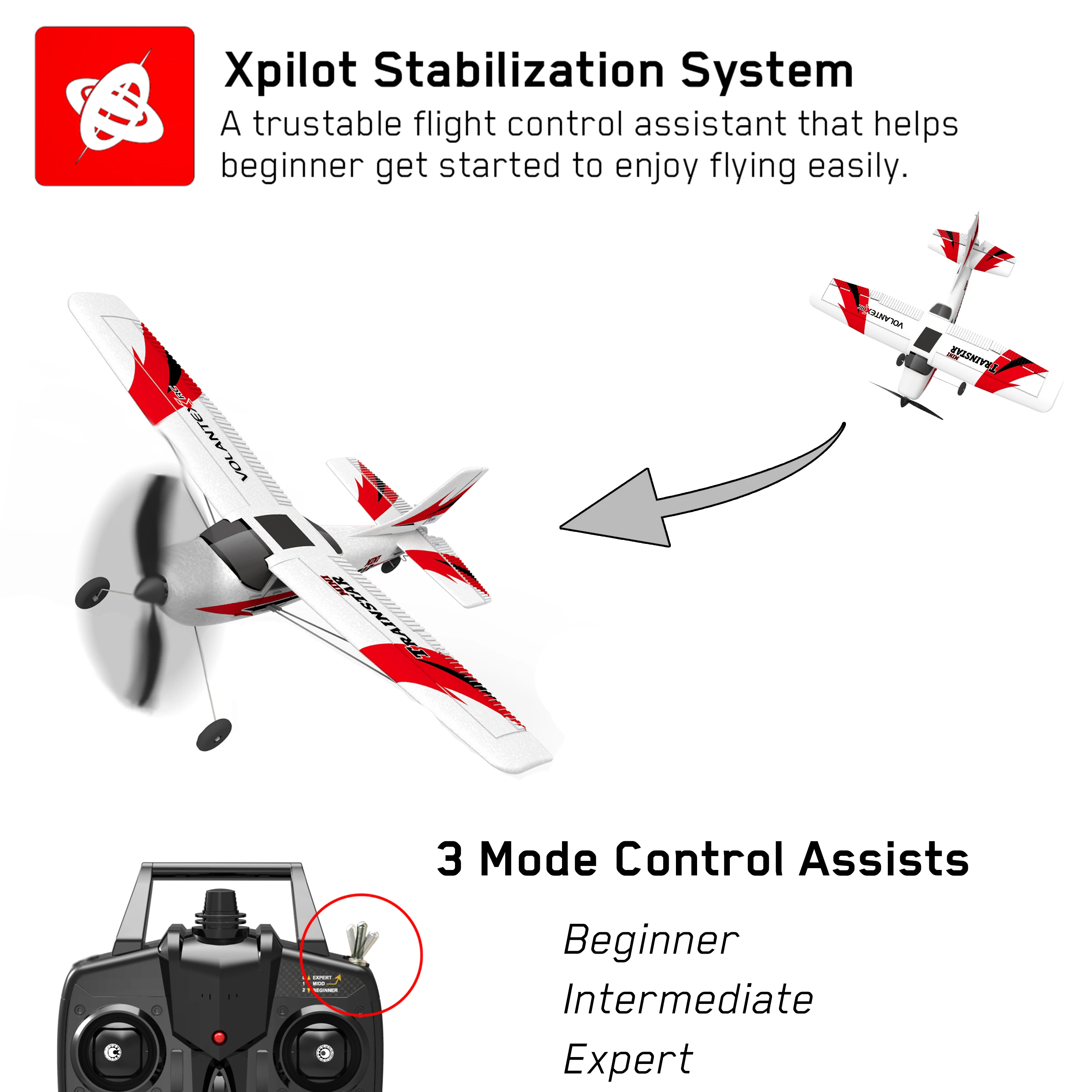 Démonstration du système de stabilisation de l'avion RC Xpilot 2.4Ghz, idéal pour les pilotes débutants