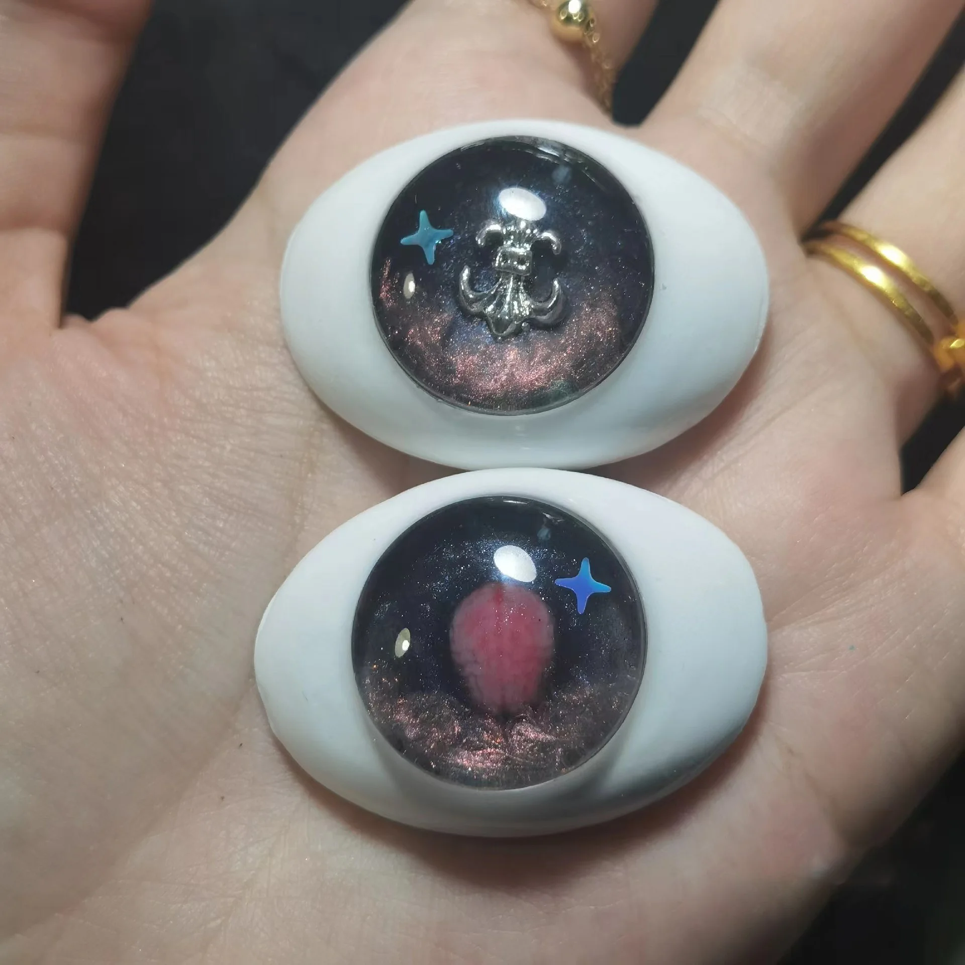 Puppenaugen Iris 22mm Harz-Augen Grün-Lila Augen Puppenzubehör DIY Handgefertigte Große Augenbälle – Detail 6