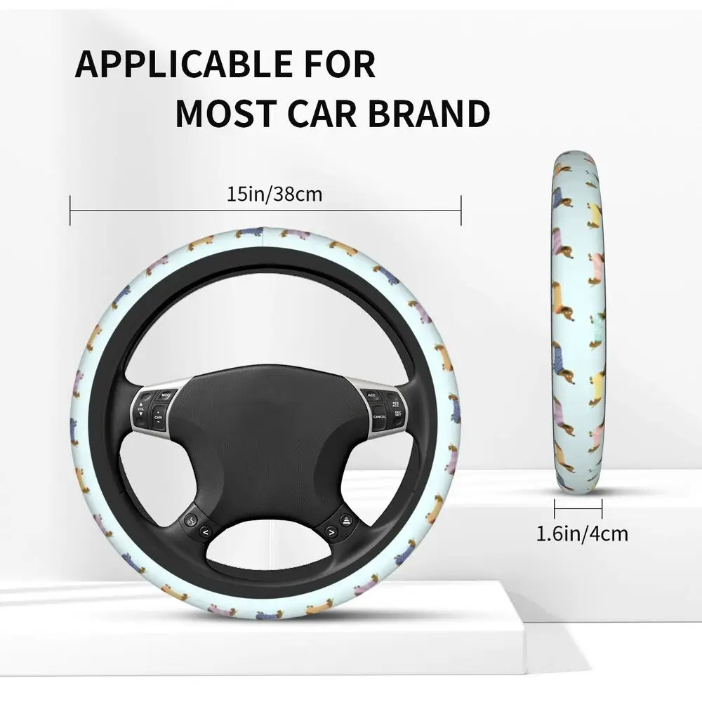 Nette Dackel Auto Lenkrad Abdeckung 38 cm Anti-slip Tier Hund Elastische Auto Dekoration Innen Zubehör – Detail 2