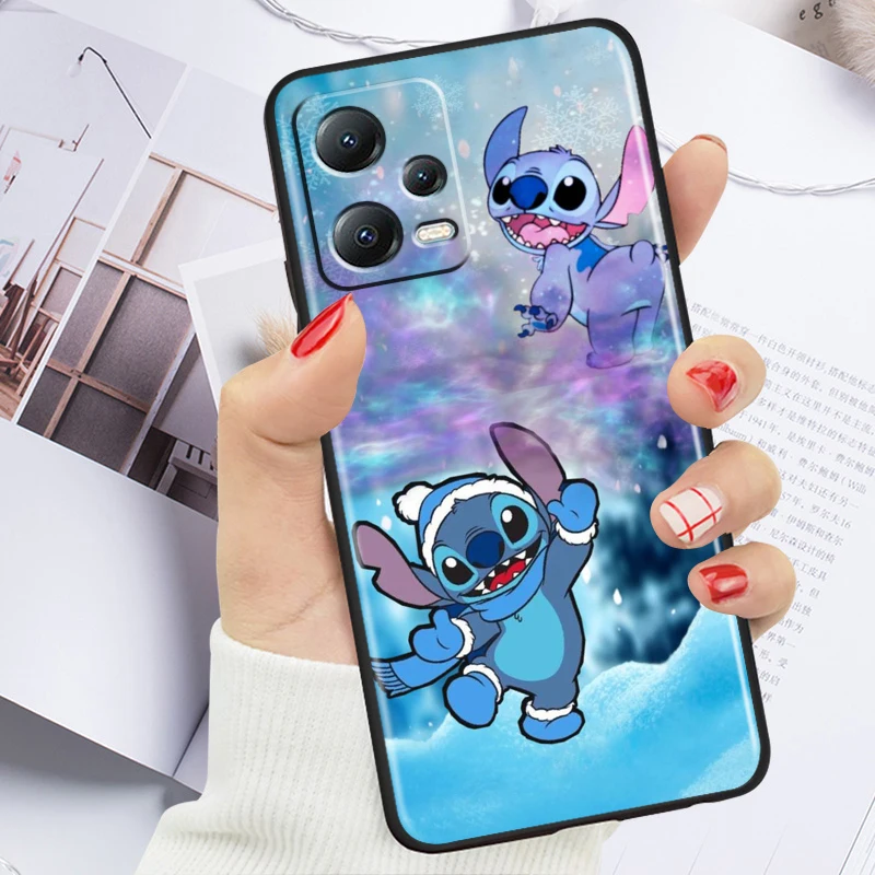 thumbnail image 1 of Funda de teléfono con dibujos animados de Stitch para Xiaomi Redmi Note 13, 12R, 12, 12S, Turbo, 11, 11T, 11S, 10, 10S Pro Plus 5G, color negro, 1 of 5