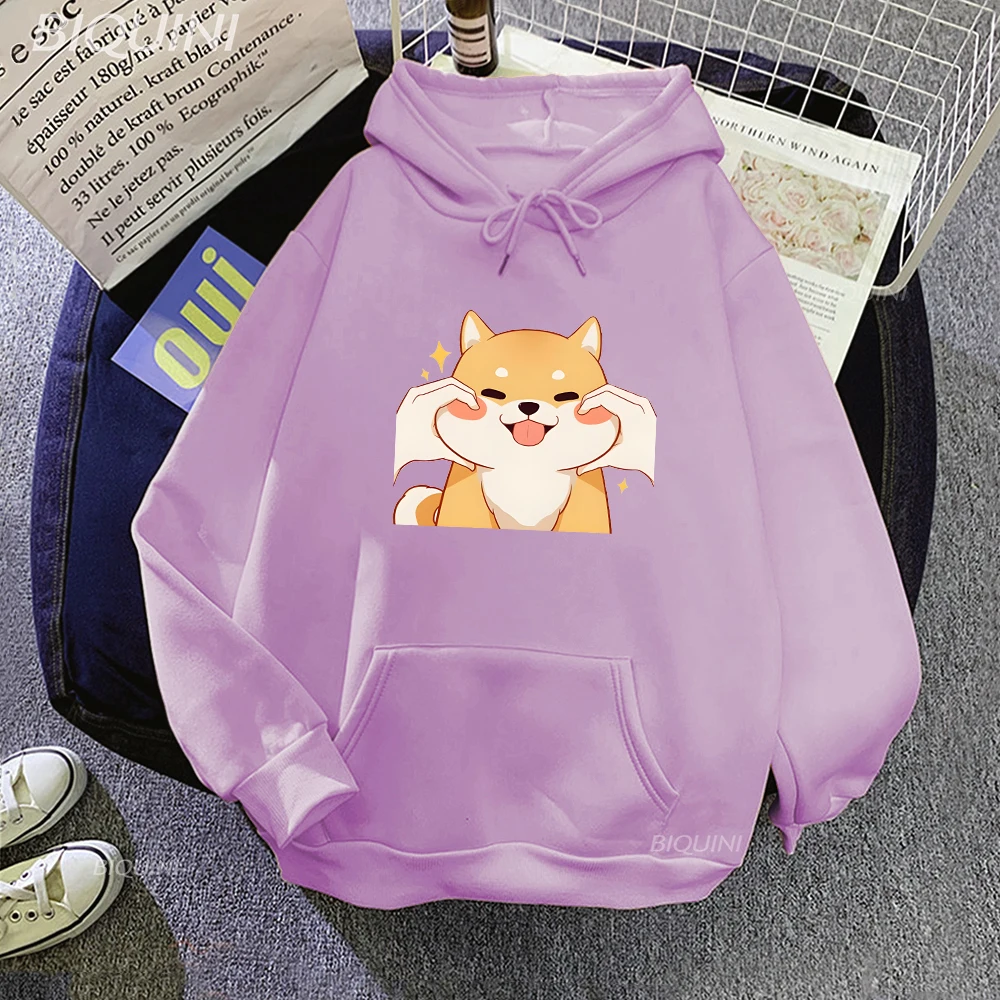 

Japanese Shiba Inu Hoodie Cute Dog Cartoon Print Kawaii Clothing Aesthetic Streetwear Women Oversized Sweatshirt Sportswear Girl