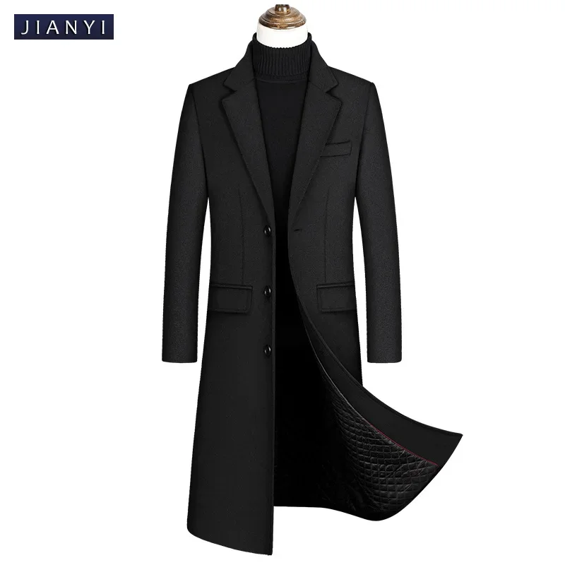 Men's Windproof Single Breasted Korean Version Slim Fitting Long Knee Thick 30% Wool Woolen Coat Business Casual Long Parka warmth coat casual men jacket