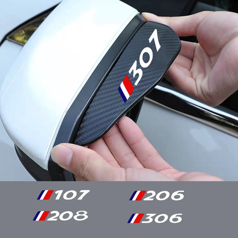 2Pcs Carbon Fiber Car Rearview Mirror Eyebrow Rain Cover For Peugeot 106 107 108 206 207 208 306 307 308 Car Accessories rearview mirror rain eyebrow rearview mirror rain guard