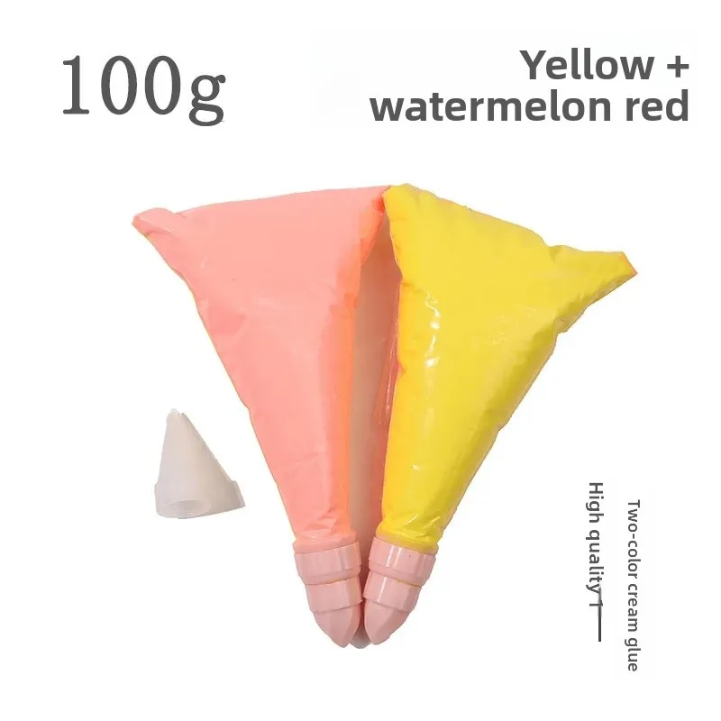 Подвійний кольоровий кремовий клей, 100 г, велика упаковка, градієнт, DIY, заколки для волосся, матеріали, прикраси ручної роботи для дітей та студентів