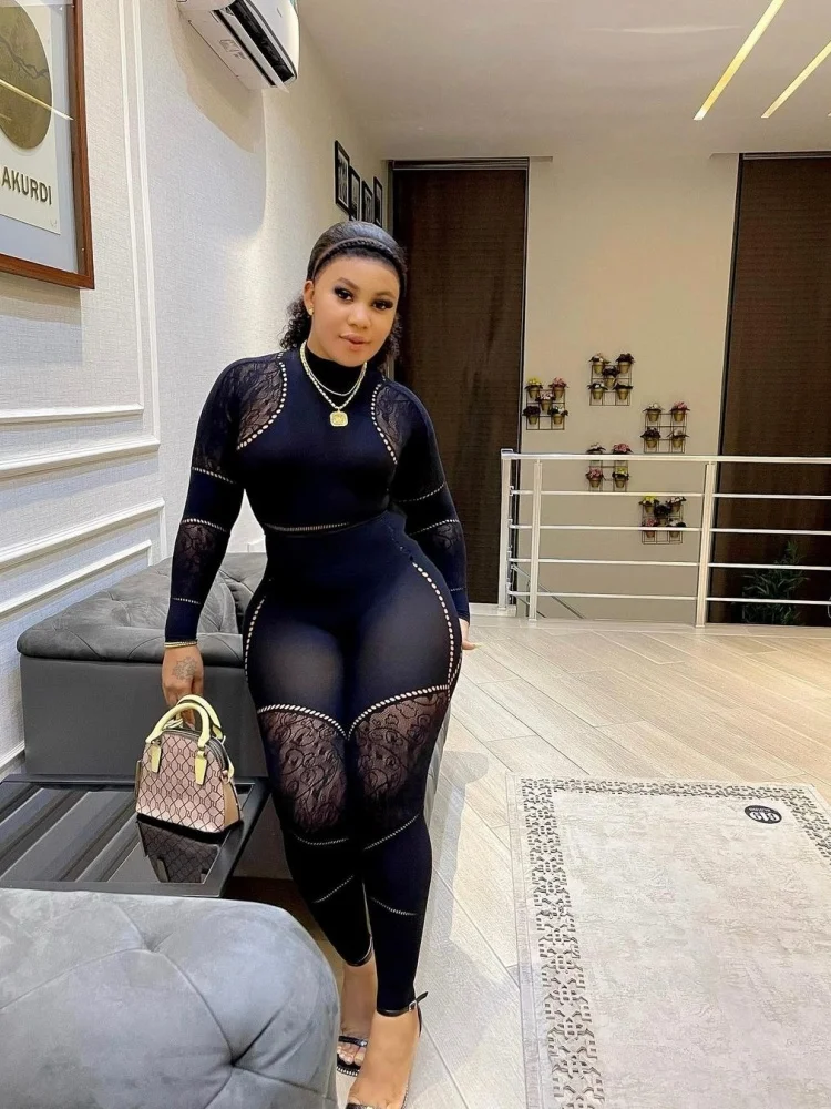 Wmstar jumpsuit women wholesale hollow out see through Thick wearable one piece pajamas and tight alluring one piece pants 2025