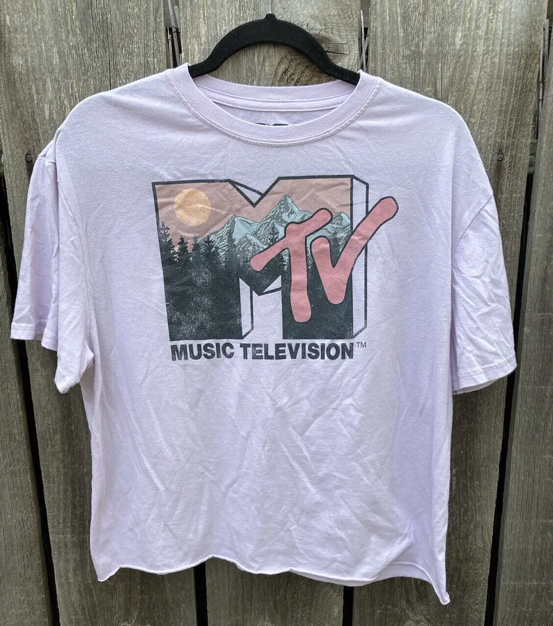 Женская Классическая футболка MTV розового цвета с цветочным логотипом L хлопок 80-х 90-х музыкальный значок с длинным или коротким рукавом