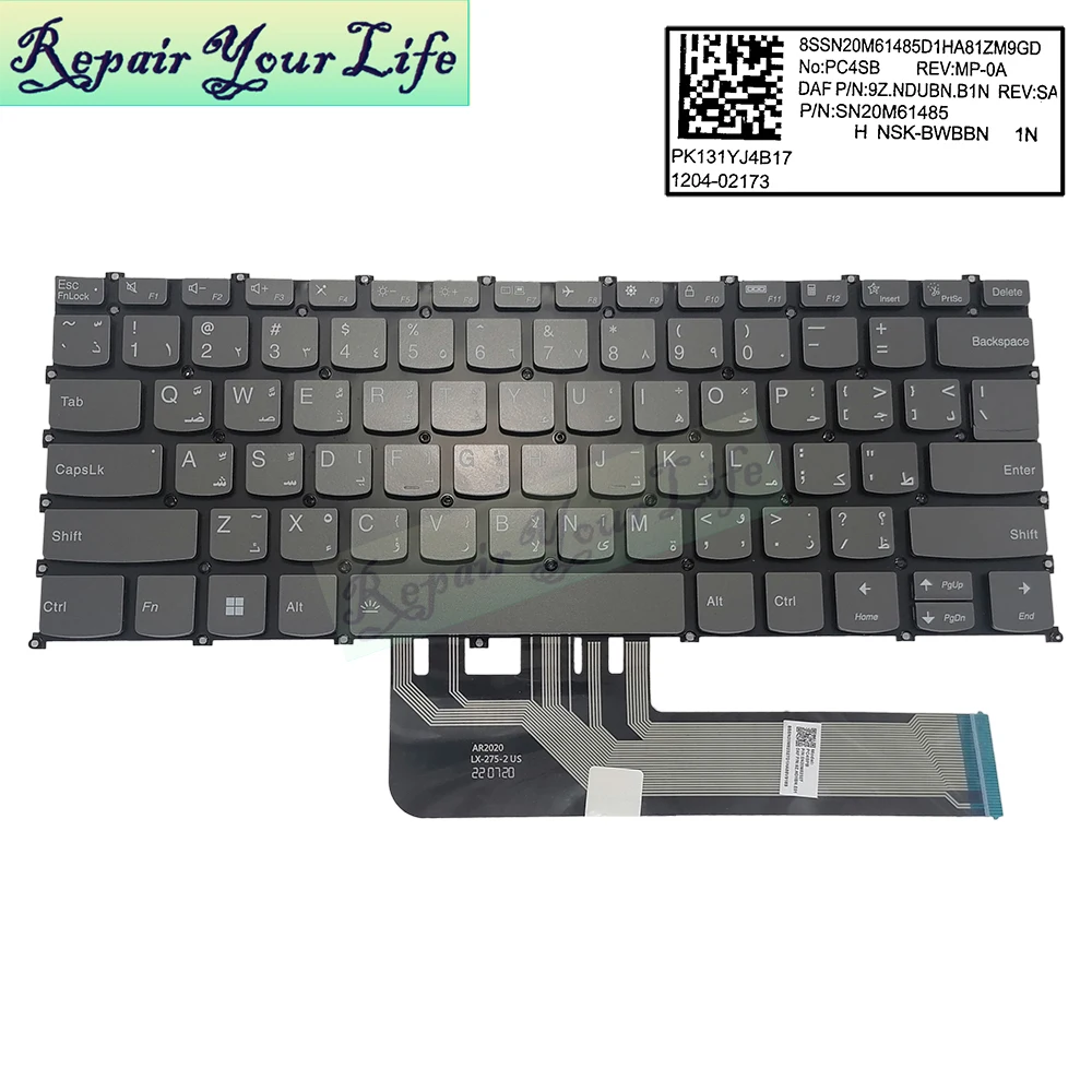 Russo Árabe Teclado Retroiluminado para Lenovo Ideapad Magro 14iil 514iil05 14itl05 Flex 14are05 Teclado Inglês Sn20m61485 us