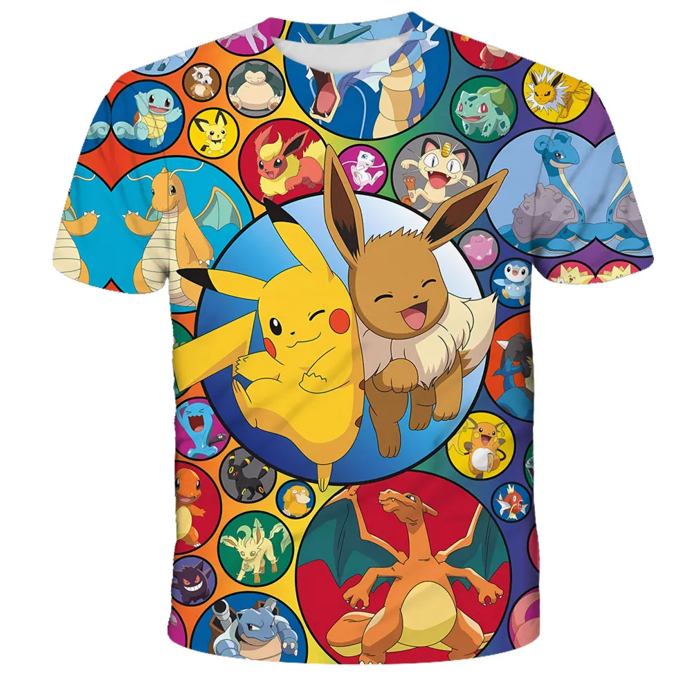 Pokemon T Shirt Cartoon Baby Kids Boys Girls Children Short Sleeves Summer Clothing Pikachu Cartoon Print Pok&eacute;mon Tee Children