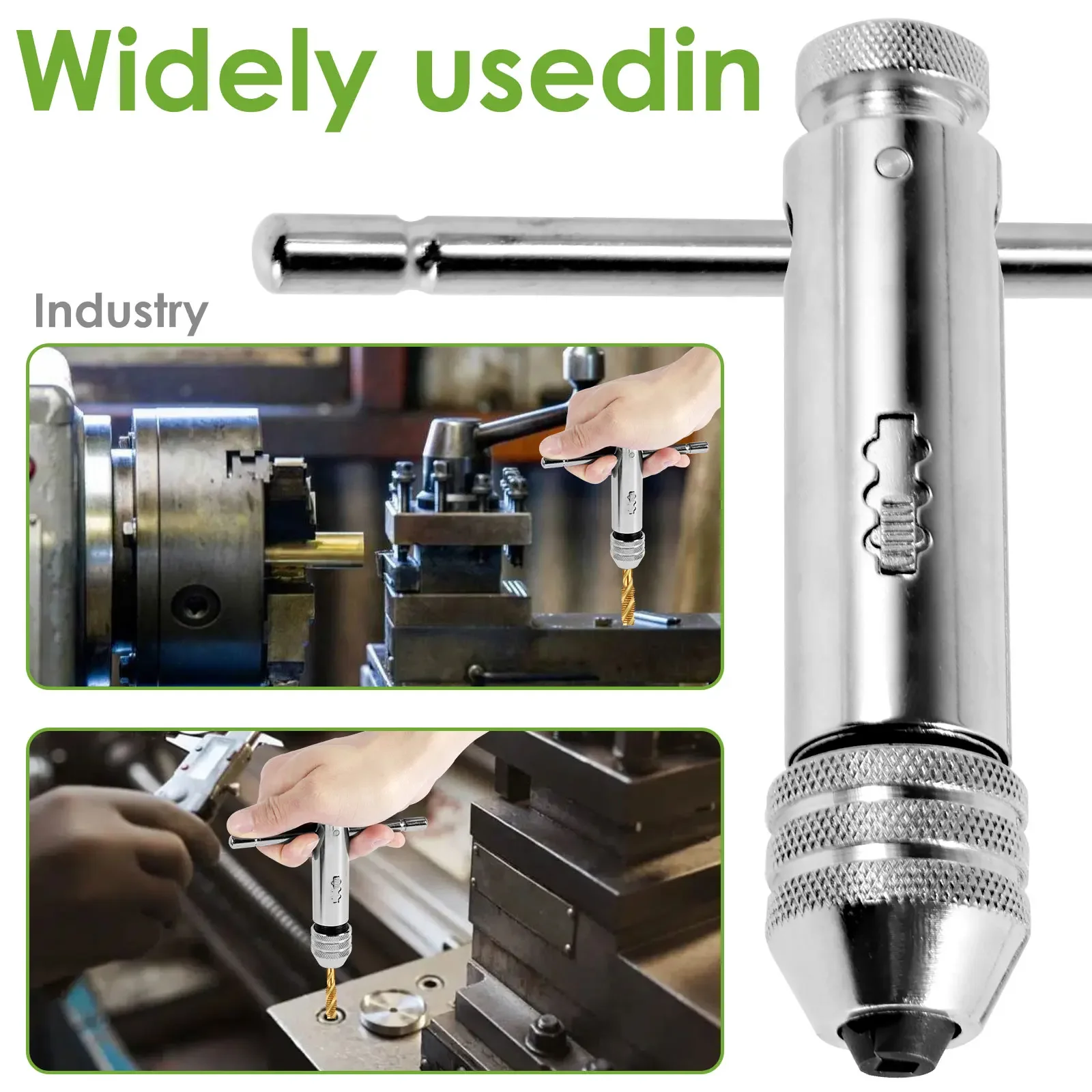 2Pcs Ratchet Wrench Adjustable T-Handle Holder, T Type Ratchet Tap Wrench for Metric M3-M8 / M5-M12 Thread Screw Taps Hand Tool