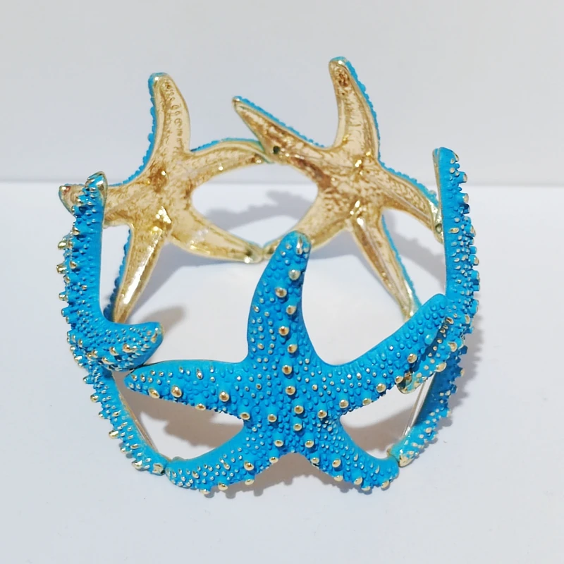 Golden Elastic Starfish Bracelet For Women Girl