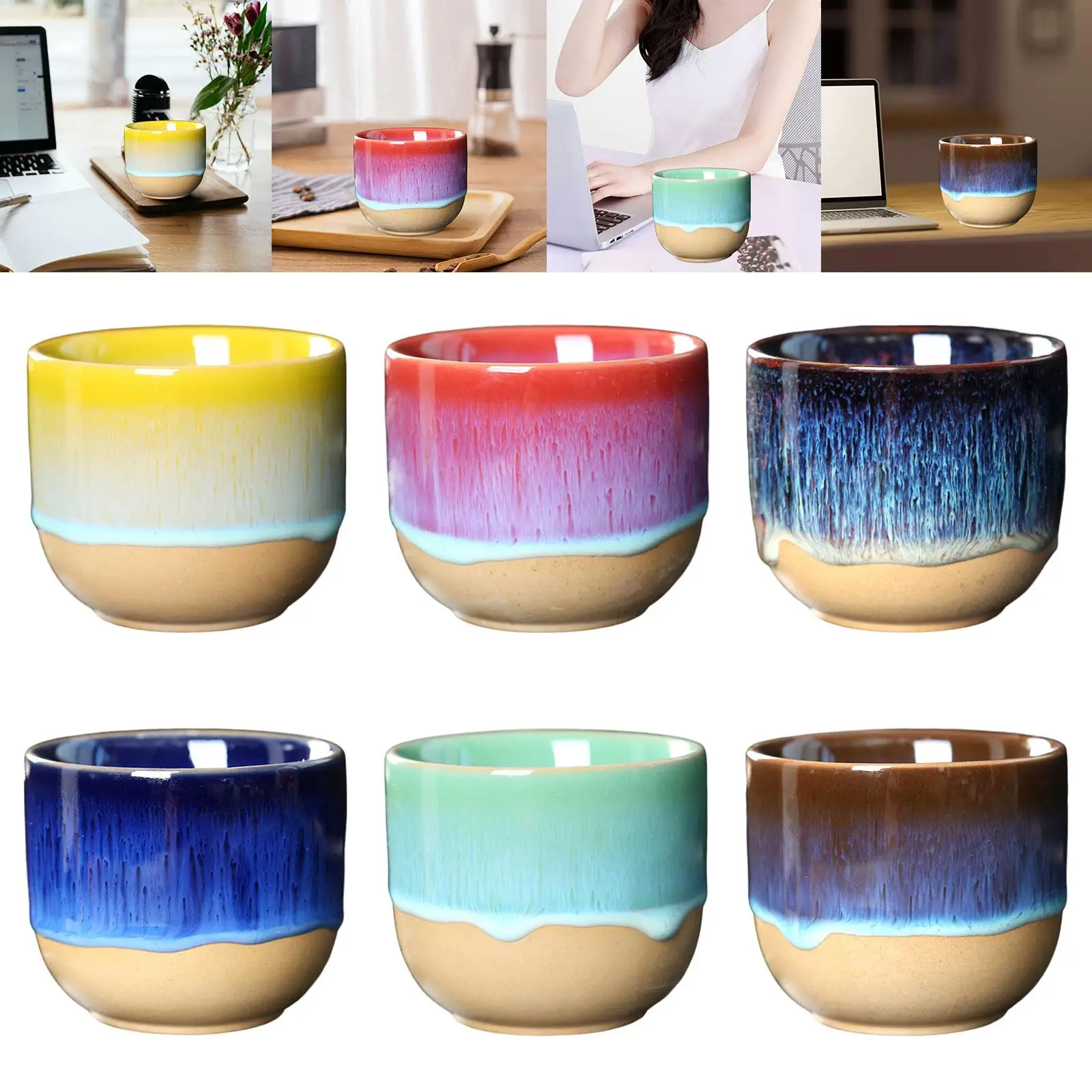 Ceramic Cups 150ml Sake Cup Traditional Japanese Style Kung Fu Tea Cup Coffee Cup for Tea Water Espresso Cappuccino Juice