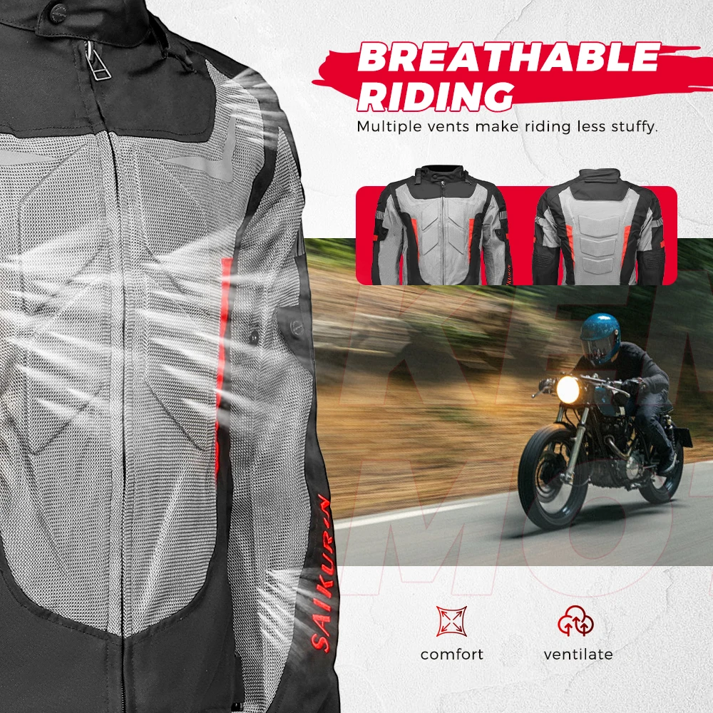 Motorcycle Jacket Men Riding Summer Breathable Clothing Motorcyclist Neck Guard Waterproof Outdoor CE Protective Gear Equipment motorcycle jacket motorcycle clothing