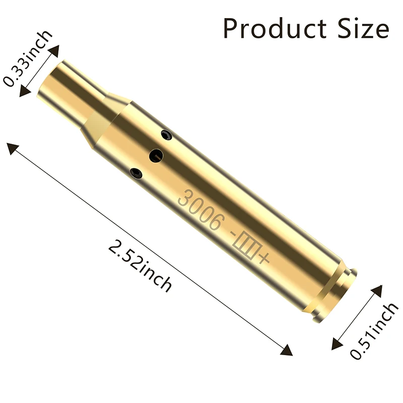 Tactical 3006 Caliber Red Dot Laser Sight Calibration Brass Bullet for Rifle Airsoft Weapon Shooting Aiming Hunting Accessories